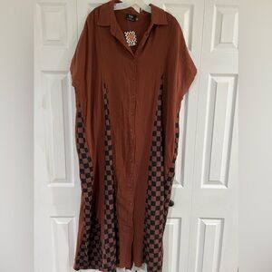 DRESSED IN LALA ORIGINAL: California Cool Oversized Maxi Dress in Brown